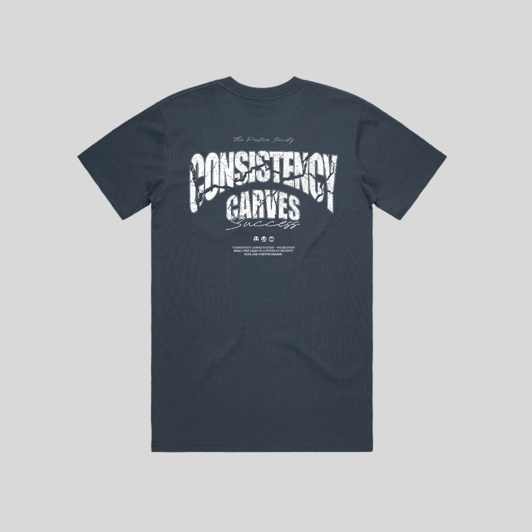 Consistency Carves Success Petrol Blue T Shirt