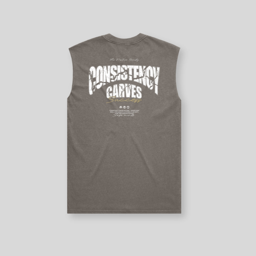 Consistency Carves Success Faded Grey Tank
