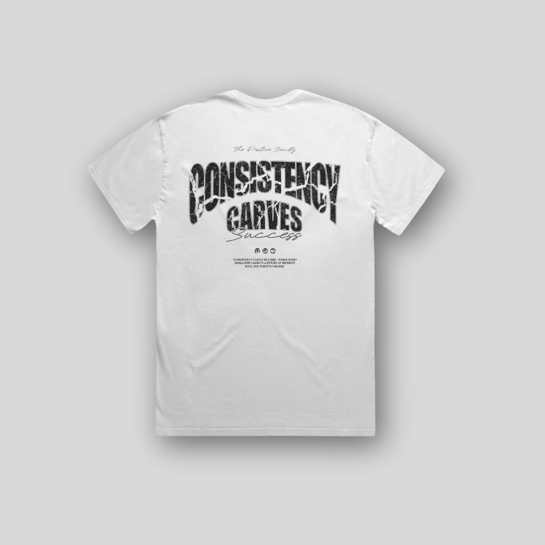 Consistency Carves Success White T Shirt
