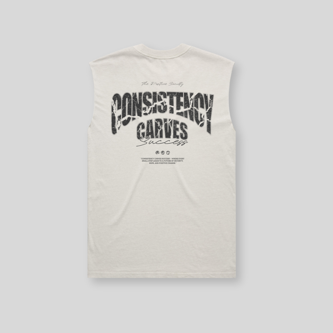 Consistency Carves Success Faded Bone Tank